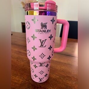 Custom Bubble Gum Pink LV Stanley